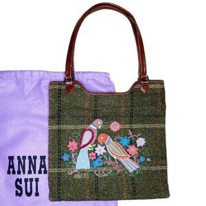 Vintage Rare Y2K / 90s Anna Sui Birds Woven Statement Purse